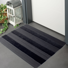  Lábtörlő Doormate erős csíkos Fekete gumis 45x75cm lakástextília