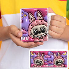  Labubu bögre - 3D hatású - Rózsaszín bögrék, csészék