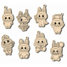  Labubu Figura Natúr Fából dekorációs kellék