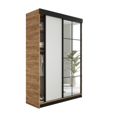  Lamaro Tolóajtós Szekrény tükörrel 138x205cm - aranytölgy &amp; fehér bútor