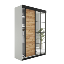  Lamaro Tolóajtós Szekrény tükörrel 138x205cm - fehér&amp; aranytölgy bútor