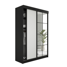  Lamaro Tolóajtós Szekrény tükörrel 167x205cm - fekete &amp; fehér bútor