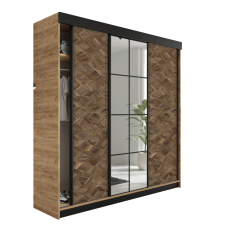  Lamaro Tolóajtós Szekrény tükörrel 200x205cm - aranytölgy &amp; ArtDeco bútor