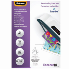  Lamináló fólia, A5, 80 mikron, fényes, 25 db/doboz, Fellowes® lamináló fólia