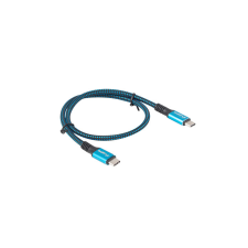 Lanberg CA-CMCM-45CU-0005-BK USB-C apa - USB-C apa 4.0 Adat és töltőkábel - Kék/Fekete (0.5m) kábel és adapter