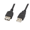 Lanberg CA-USBE-10CC-0050-BK USB-A 2.0 (apa - anya) kábel 5m - Fekete (CA-USBE-10CC-0050-BK)