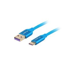 Lanberg Prémium USB 2.0-C apa - USB 2.0-A apa Adat- és töltőkábel 1m - Kék kábel és adapter