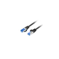 Lanberg S/FTP CAT6a Patch kábel 15m Fekete kábel és adapter