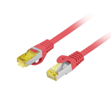 Lanberg S/FTP Cat6a RJ45 Patch Kábel 2m - Piros (PCF6A-10CU-0200-R) kábel és adapter