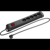 Lanberg SP1-05E 2500W Túlfeszültség védő elosztó 5 aljzatos 3m - Fekete (SP1-05E-0300-BK)
