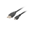 Lanberg USB-A - Micro USB (apa - apa) kábel 1m - Fekete (CA-USBM-10CC-0010-BK)