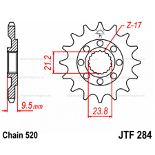  Lánckerék első JTF284SC 520 14 fogas lánc, láncszett
