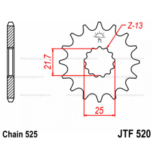  Lánckerék első JTF520 525 15 fogas lánc, láncszett