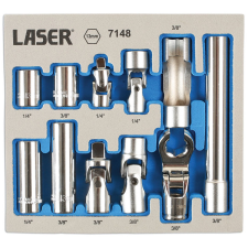 Laser Tools LAS-7148 dugókulcs és adapter készlet, 13 mm, 1/4"-3/8", 11 részes dugókulcs