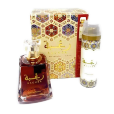 Lattafa Raghba Arab parfüm 100 ml + Dezodor Spray 50 ml 6225709721238 kozmetikai ajándékcsomag