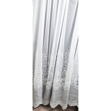 Látvány Textil Kft Fehér sable  kész függöny szürke bordűrrel hímzett applikációval 200x250cm lakástextília