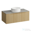 Laufen ARUN fiókos elem 1000, 1 fiókkal, kivágással középen, Piasentina Grigio felülettel, Világos tölgy H4161111512501