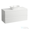Laufen LANI 120 moduláris alsószekrény, 2 fiókkal, mosdótartó lap 65 mm vastagsággal, kivágással középen, fényes fehér H4045711122611