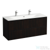 Laufen Palace 120 cm-es 2 csaplyukas mosdó és alsószekrény kombináció 2 fiókkal,fekete fogantyúval,sötétbarna szil H8617092631071