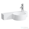 Laufen Val SaphirKeramik 55x31,5 cm-es túlfolyó nélküli kézmosó bal oldali pulttal,LCC bevonattal,fehér H8152844001141