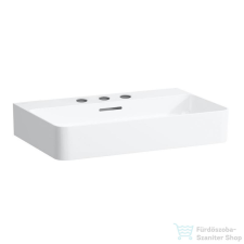 Laufen Val SaphirKeramik 65x42 cm-es mosdó 3 csaplyukkal,LCC bevonattal,fehér H8102844001081 szaniter