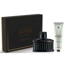 Laura Biagiotti Roma Uomo Nero Estremo Intense SET: edp 125ml + tusfürdő gél 100ml kozmetikai ajándékcsomag