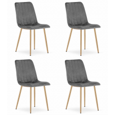  LAVA szék - sötétszürke bársony/fa színű lábak x 4 bútor