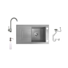  Laveo Jawa Gránit mosogató + Csaptelep + Adagoló (szürke) fürdőkellék