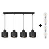  LAVOR állítható függőlámpa fekete 4x E27 + ajándék LED izzók