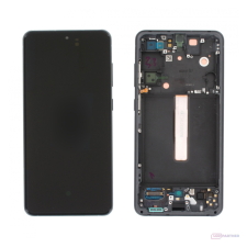 LCD Partner Samsung Galaxy S21 FE 5G (SM-G990B) LCD kijelző + érintő +keret fekete - eredeti mobiltelefon, tablet alkatrész
