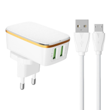 LDNIO A2204 2x USB-A Hálózati töltő + Micro USB kábel - Fehér (12W) mobiltelefon kellék