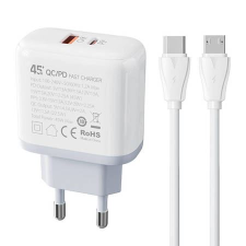 LDNIO A2526C USB-A hálózati töltő 45W +  MicroUSB kábel fehér (A2526C Micro) - Töltők mobiltelefon kellék