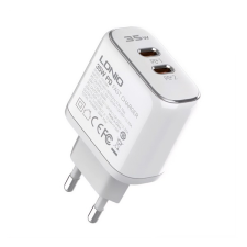 LDNIO A2528M hálózati töltő 2 Type-C aljzat (5V / 3A, 35W, PD gyorstöltés támogatás + lightning 8pin kábel) FEHÉR Apple IPAD mini, Apple IPAD mini 4, Apple iPod touch 5, Apple IPAD, Apple IP tablet kellék