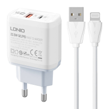 LDNIO Wall charger LDNIO A2421C USB, USB-C 22.5W + Lightning cable mobiltelefon kellék