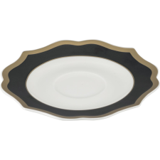 LE COQ Porcelaine LE COQ »Ionica« Kávéscsészealj, ø: 155 mm, fekete, arany szél konyhai eszköz