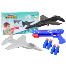 Lean Toys 2 az 1-ben Dart Gun Repülőgépindító Kék helikopter és repülő