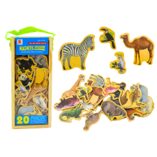Lean Toys Állatok fából készült mágnesek készlete 20 darab színes játékfigura