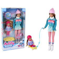 Lean Toys Anlily Dolls Anya lánya Szánkó szett baba