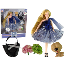 Lean Toys Baba Emily baba kutyus erszényes virágokkal baba