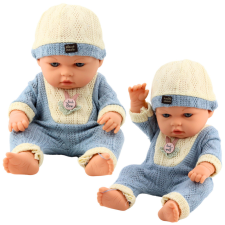 Lean Toys Babababa kék kötött ruhában sapkával baba