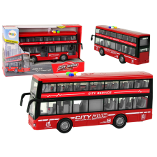 Lean Toys Battery Operated Double Decker Bus Lights Sounds Friction Drive Red autópálya és játékautó