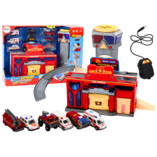 Lean Toys Bázis Tűzoltóság Kórház Vezetési Központ Járművek 6 db autópálya és játékautó