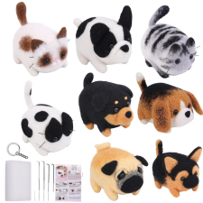 Lean Toys DIY nemezelő készlet - barna és fehér cica kreatív és készségfejlesztő