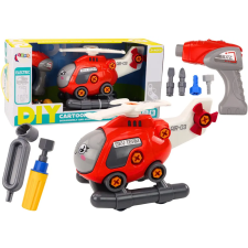 Lean Toys DIY rajzfilm helikopter pirosra forgatható barkácsolás, építés