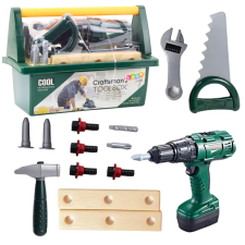 Lean Toys DIY szerszámkészlet dobozban Akkumulátoros fúró 14 db. barkácsolás, építés