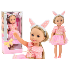 Lean Toys Doll Pink ruha hosszú hajú fejpántok kefe 38cm baba