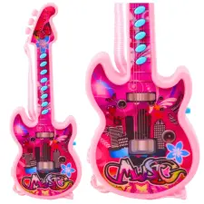 Lean Toys Elektromos gitár gyerekeknek dallamok szolmizációs tartomány rózsaszín 29cm játékhangszer