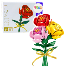 Lean Toys Építőkockák Rózsa masnival Piros 92 db. építkezés