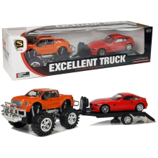 Lean Toys Járműkészlet Narancssárga Monster Truck Piros BMW Caravan 58 cm autópálya és játékautó