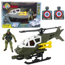 Lean Toys Katonai készlet: Katonai helikopter, katonafigura autópálya és játékautó